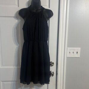 Black Halter Neck Textured Mini Dress
